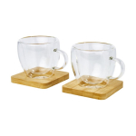 Kit due tazze piccole da caffè con piattino in bambù da 100ml Espresso color trasparente quarta vista