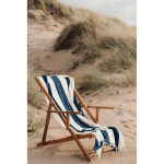 Telo mare elegante a righe cotone biologico 450 gr/m2 80x180cm Seaside color blu mare vista ambiente