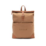 Zaino personalizzato riciclato tasche imbottite e porta pc EcoStylish color marrone chiaro vista con logo