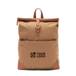 Zaino personalizzato riciclato tasche imbottite e porta pc EcoStylish color marrone chiaro vista area di stampa