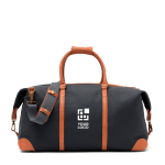 Borsone da viaggio con logo riciclato RCS manici e tracolla EcoStylish color grigio scuro vista area di stampa