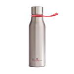 Borraccia in acciaio inox con cinturino colorato 550ml Sporty Strap color rosso vista con logo