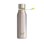 Borraccia in acciaio inox con cinturino colorato 550ml Sporty Strap color lime vista con logo