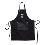 Grembiule con logo in cotone con dettagli in pelle vegana Vegan color nero vista area di stampa