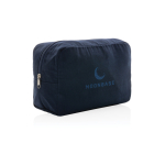 Beauty case in tela riciclata 285g/m² con tracciante AWARE EcoTraceRaw color blu mare vista con logo