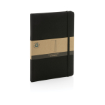 Taccuini aziendali A5 riciclati GRS con pagine a righe GreenNotes color nero vista con scatola