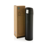 Thermos in acciaio inox RCS con tappo a pressione 450ml Eco Exclusive color nero vista con scatola
