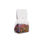 Cioccolatini colorati tipo Smarties in sacchetto da 100g con etichetta color trasparente seconda vista