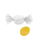 Caramelle alla frutta con incarto a fiocco riciclabile color limone