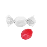 Caramelle alla frutta con incarto a fiocco riciclabile color lampone