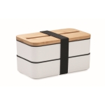 Lunch box doppio scomparto con posate in PP riciclato e bambù 800ml color bianco
