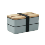 Lunch box doppio scomparto con posate in PP riciclato e bambù 800ml