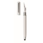 Penna touch screen con inchiostro blu e kit per pulire auricolari color bianco terza vista