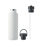 Borraccia in acciaio con doppio tappo intercambiabile da 700 ml color bianco vista laterale