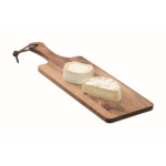 Tagliere in legno di acacia con manico e cordino in PU color legno seconda vista