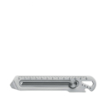 Taglierino multiuso in acciaio inox con 8 lame in acciaio al carbonio color argento opaco vista area di stampa