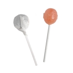Lecca lecca alla frutta rotondo personalizzabile in quadricromia color mandarino