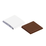 Cioccolatini al latte quadrati con incarto riciclato 4,5g color bianco seconda vista