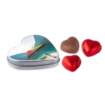Scatola di cioccolatini personalizzati al latte a forma di cuore color argento