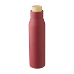 Borraccia termica antigoccia in acciaio inox con tappo in bambù 500ml color bordò quinta vista