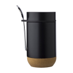 Barattolo da 400ml in acciaio con fondo in sughero e cucchiaio ToGo color nero prima vista