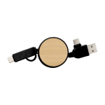 Cavo di ricarica retrattile con USB A/C micro USB e lightning Bamboo color nero prima vista