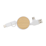 Cavo di ricarica retrattile con USB A/C micro USB e lightning Bamboo color bianco prima vista