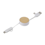 Cavo di ricarica retrattile con USB A/C micro USB e lightning Bamboo color bianco seconda vista