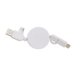Cavo di ricarica retrattile con USB A/C micro USB e lightning Bamboo color bianco terza vista
