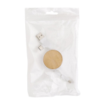 Cavo di ricarica retrattile con USB A/C micro USB e lightning Bamboo color bianco quarta vista