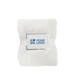 Coperta con logo in pile da 230 g/m² con trama a nido d'ape color beige vista area di stampa