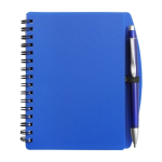 Block notes A6 con spirale pagine a righe e penna a inchiostro blu color blu prima vista