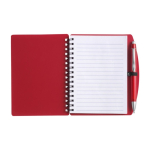 Block notes A6 con spirale pagine a righe e penna a inchiostro blu terza vista