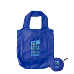 Borse spesa richiudibili personalizzate in poliestere 190T con cerniera color blu vista area di stampa