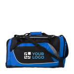 Borsone sportivo con logo in poliestere 600D con scomparto per scarpe color blu vista area di stampa