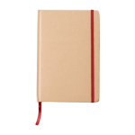 Taccuino promozionale con elastico B6 riciclato pagine a righe color rosso prima vista