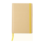 Taccuino promozionale con elastico B6 riciclato pagine a righe color giallo prima vista
