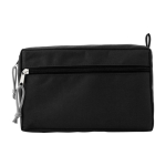 Beauty case personalizzato con doppia zip in 600D RPET Essential color nero prima vista