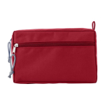 Beauty case personalizzato con doppia zip in 600D RPET Essential color rosso prima vista