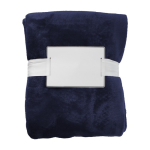 Coperta in flanella con nastro e biglietto personalizzabile color blu prima vista