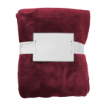 Coperta in flanella con nastro e biglietto personalizzabile color rosso prima vista