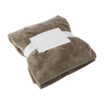 Coperta in flanella con nastro e biglietto personalizzabile color cachi prima vista