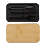 Portapranzo doppio con divisorio interno e posate da 800ml Duo Compact color nero seconda vista