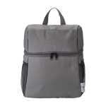 Zaino termico in poliestere riciclato 300D con doppia zip color grigio prima vista