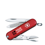 Coltellino tascabile della Victorinox con 7 funzioni color rosso vista area di stampa