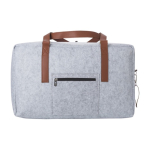 Borsone da viaggio personalizzato multitasche con doppia zip RPET color grigio chiaro prima vista
