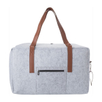 Borsone da viaggio personalizzato multitasche con doppia zip RPET color grigio chiaro terza vista