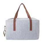 Borsone da viaggio personalizzato multitasche con doppia zip RPET color grigio chiaro quarta vista
