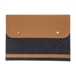 Cartelle porta computer 14'' in feltro RPET con dettagli in similpelle color grigio prima vista