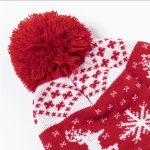 Cappello invernale natalizio con pompon rosso in poliestere acrilico seconda vista